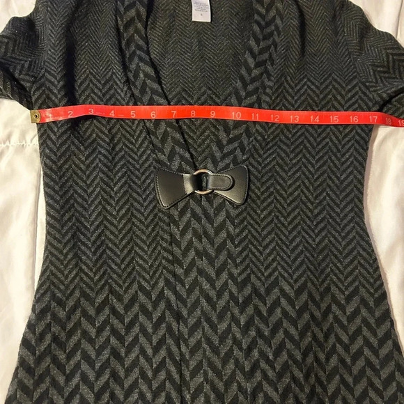 SOFT Surroundings Black Chevron Wool Blend West Saxon Long Sweater Women’s S - Picture 6 of 8